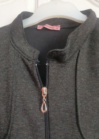 Uzun kemerli Fermuarlı cepli Kadın Kaban - Görsel 4