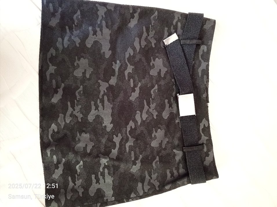 Kadın Siyah Kamuflaj Mini Etek - Görsel 3