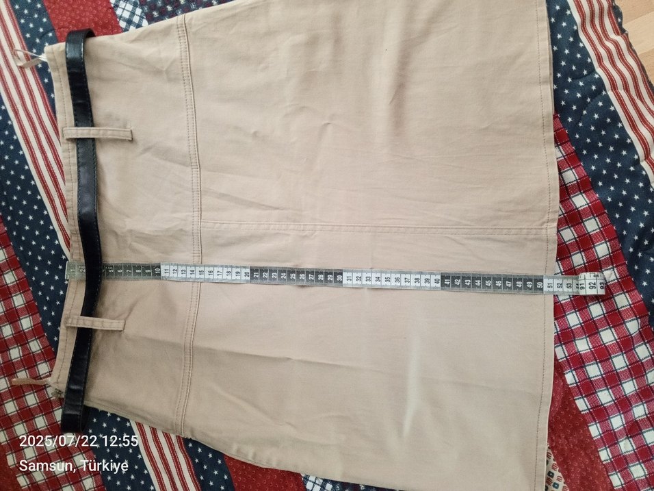 Bej Kemerli Mini Etek - Görsel 3