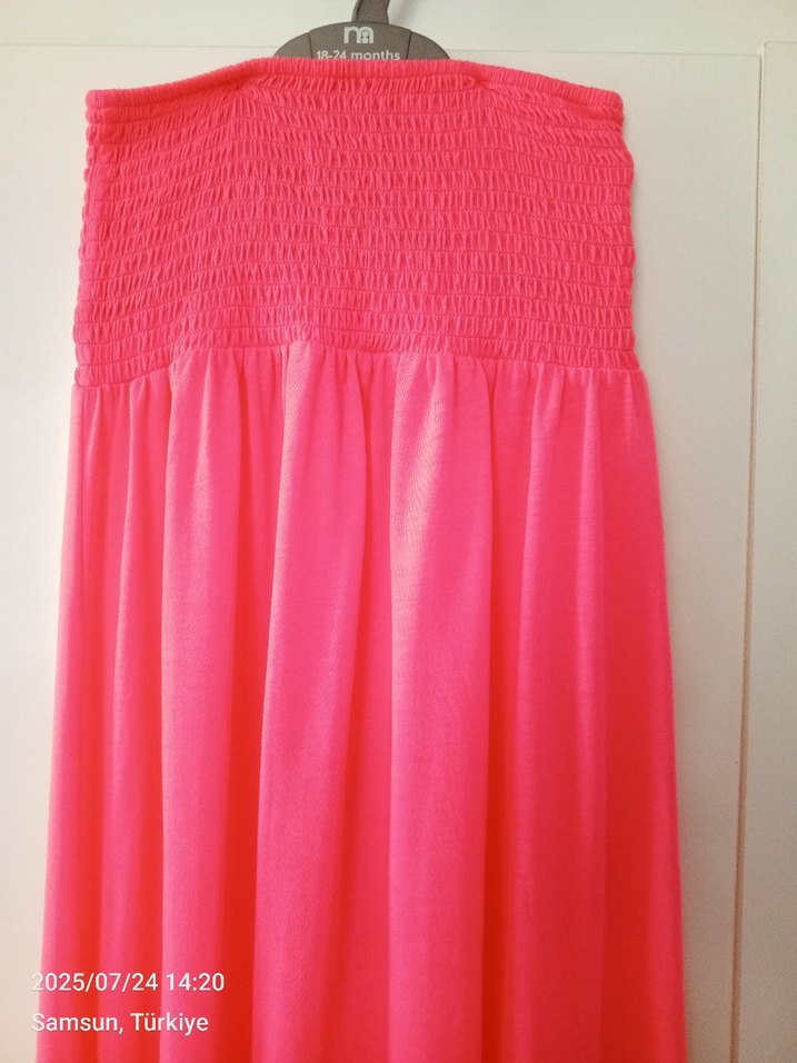 Pembe Askısız Uzun Salaş Kadın Elbise - Görsel 2