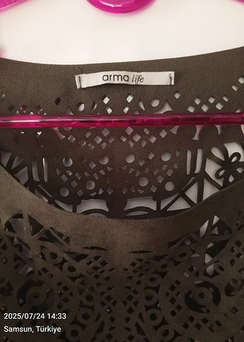 Püsküllü haki  Süet Bohem Bluz - Görsel 5