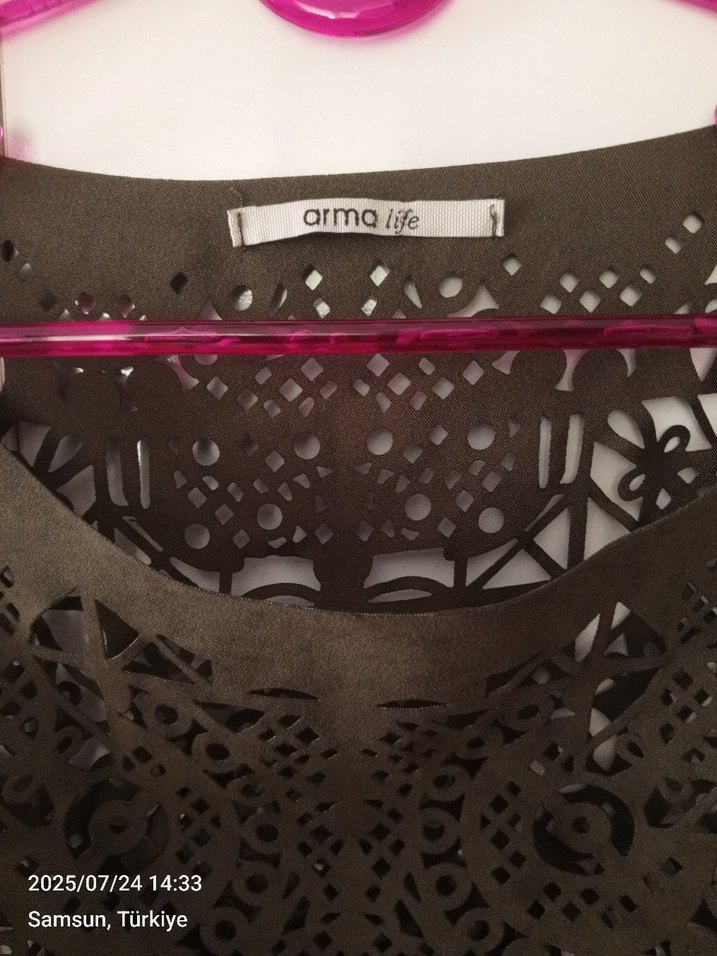 Püsküllü haki  Süet Bohem Bluz - Görsel 5