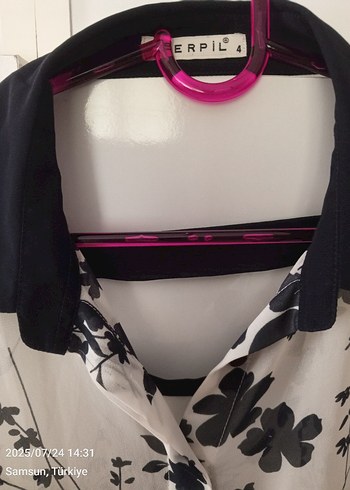 Çiçek Desenli Şifon Kadın Gömlek - Görsel 3