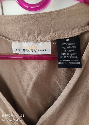 Bej Keten Kısa Kol Mini Gömlek - Görsel 5