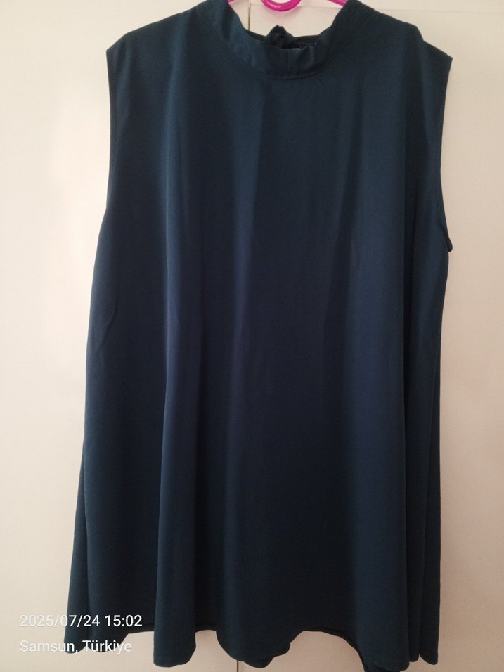 Lacivert Yüksek Yakalı Kolsuz Tunik - Görsel 4