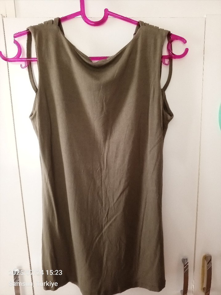 Drapeli Strappy haki Midi Kadın Atlet - Görsel 3