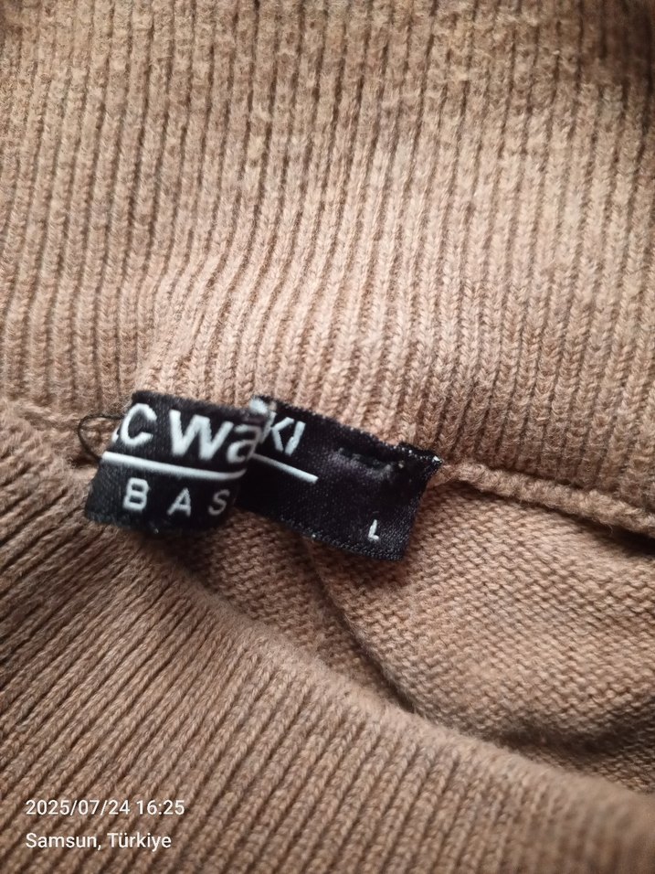 Kahverengi Yünlü Boğazlı unisex Kazak - Görsel 5