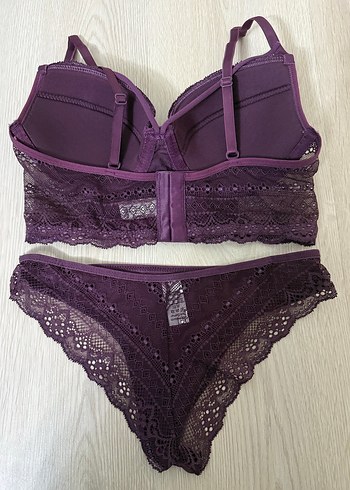 Mor Dantel Detaylı Sütyen Takımı 80B Boş Kap - Görsel 5