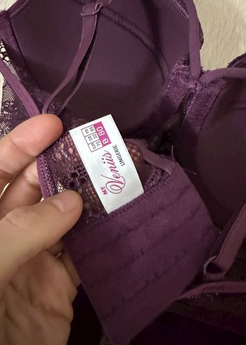 Mor Dantel Detaylı Sütyen Takımı 80B Boş Kap - Görsel 6