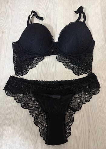 Siyah Dantel Sütyen Takım 80B Destekli - Görsel 2