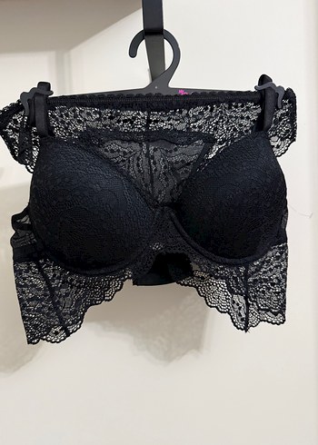Siyah Dantel Sütyen Takım 80B Destekli - Görsel 5