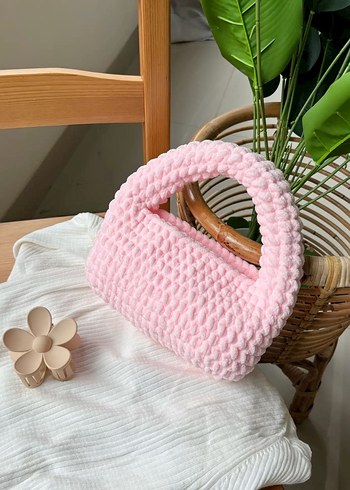 Pembe Örgü Kadın Çanta