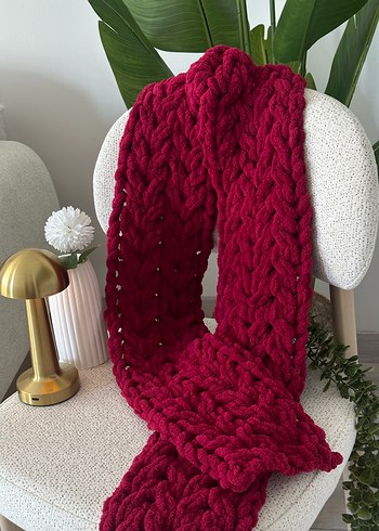  Beden Bordo puffy el örgüsü atkı