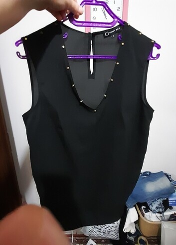 40 Beden siyah Renk Şifon bluz M L Xl uyumludur ve kapri