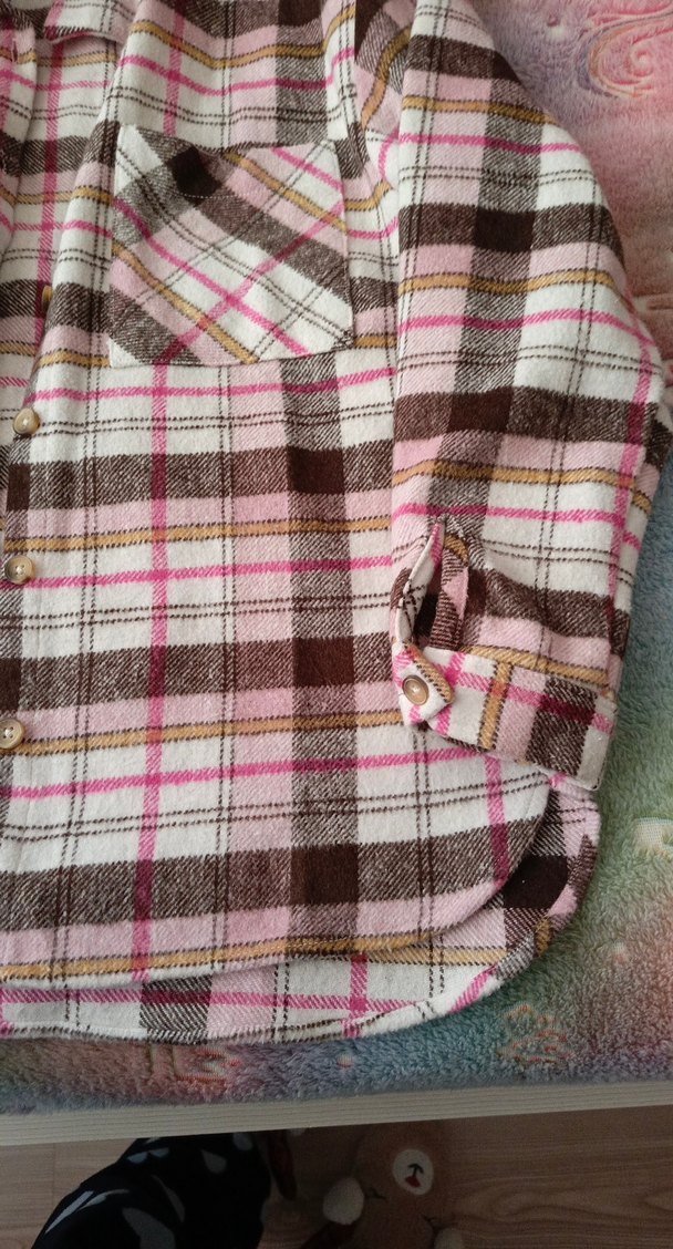 Düğmeli Kahverengi Ekose Kadın Gömlek - Görsel 3