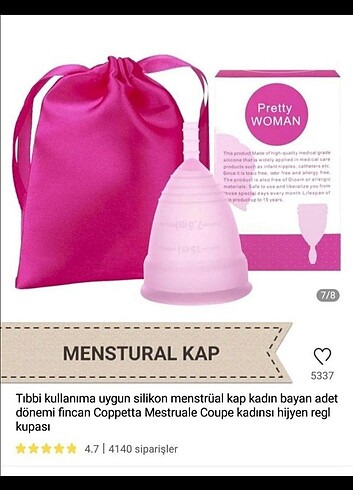 FDA onaylı medikal silikon menstrualkap ( adet kabı )