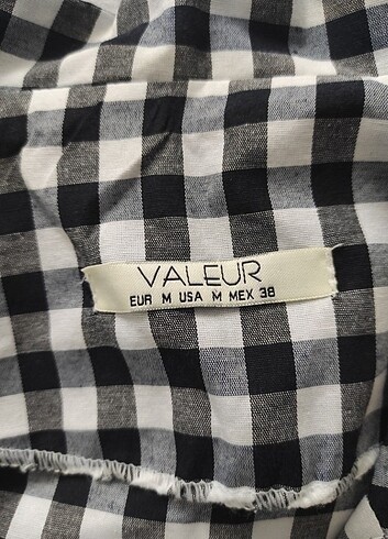 38 Beden Valeur desenli belden bağlamalı gömlek 