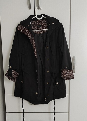 Leopar Desenli trenchcoat