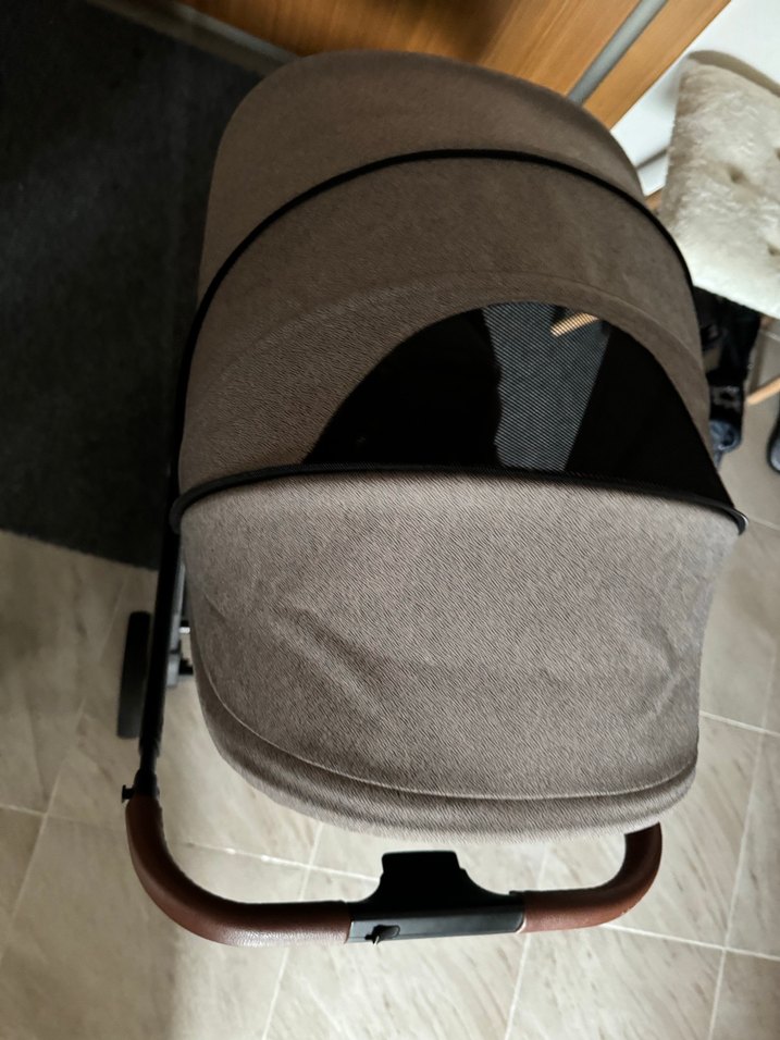 Gri Bebek Arabası Katlanabilir Gölgeli - Görsel 2