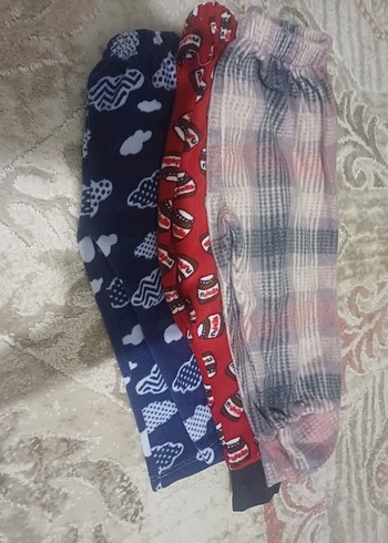 3 ADET Çocuklar için Renkli Desenli Polar Pijama Altları - Görsel 2