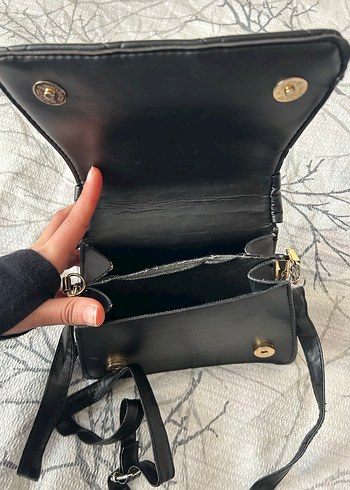 Siyah Deri Kadın Omuz Çantası - Görsel 5