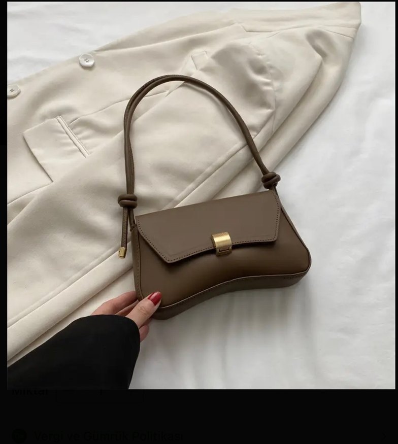 Kahverengi Deri Tokalı Kadın Çanta - Görsel 5