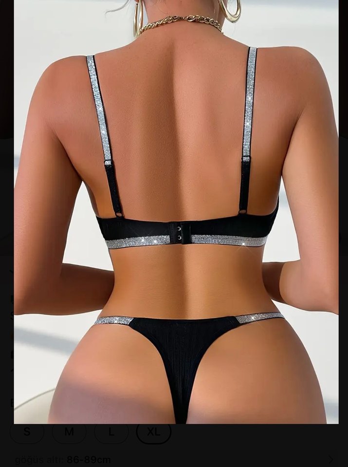 Siyah Parlak Payetli Kadın Bikini - Görsel 2