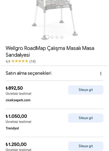  Beden beyaz Renk Mama sandalyesi 
