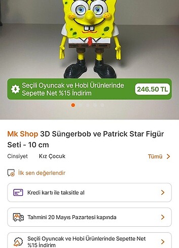  Beden Renk Sünger Bob 2002 yapım orjinal. . 9 cm. 