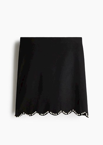 H&M İnci Detaylı Siyah Mini Etek - Görsel 5