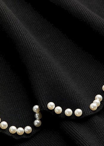 H&M İnci Detaylı Siyah Mini Etek - Görsel 6