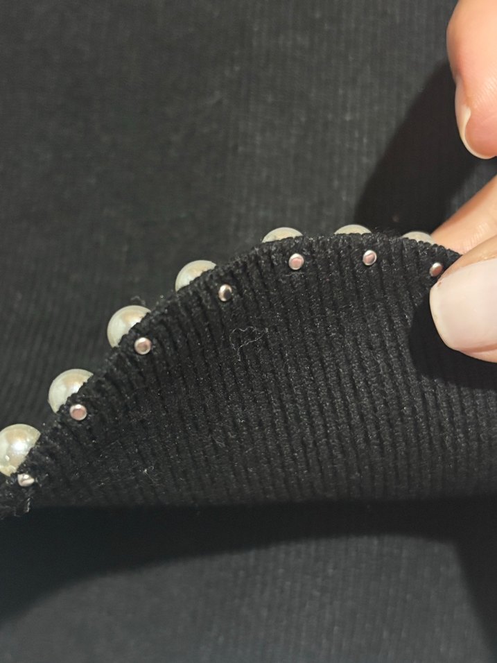 H&M İnci Detaylı Siyah Mini Etek - Görsel 4