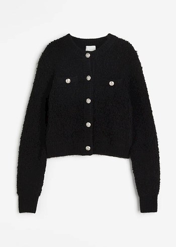 H&M Siyah Bukle Hırka - Görsel 7