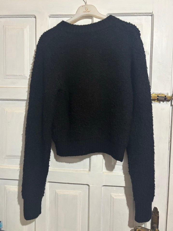 H&M Siyah Bukle Hırka - Görsel 3