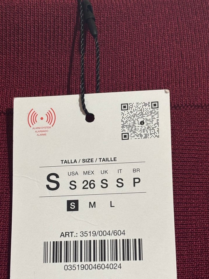 Zara Bordo Triko Mini Etek - Görsel 3