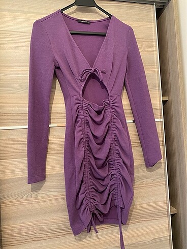 36 Beden Trendyolmilla mor drape detaylı elbise
