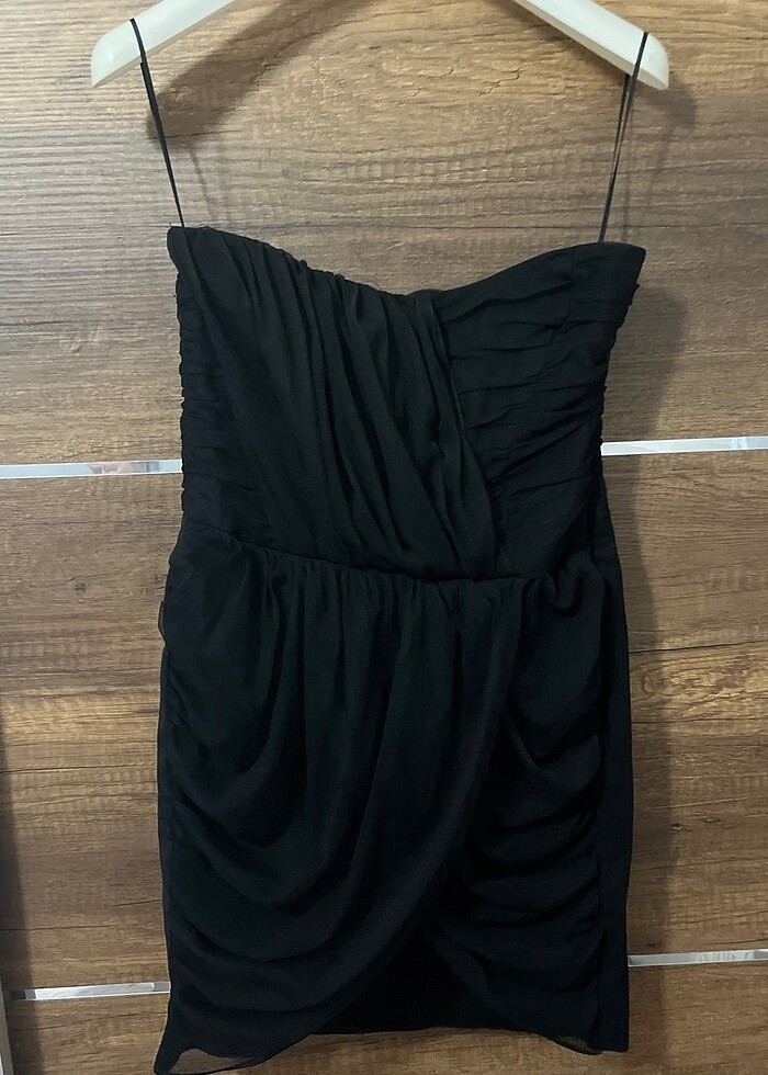 Zara Siyah Drapeli Mini Elbise - Görsel 2
