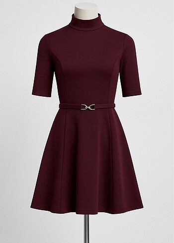 Zara Bordo Triko Elbise