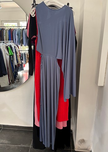 Zara Mavi Drapeli Cut-Out Elbise - Görsel 4