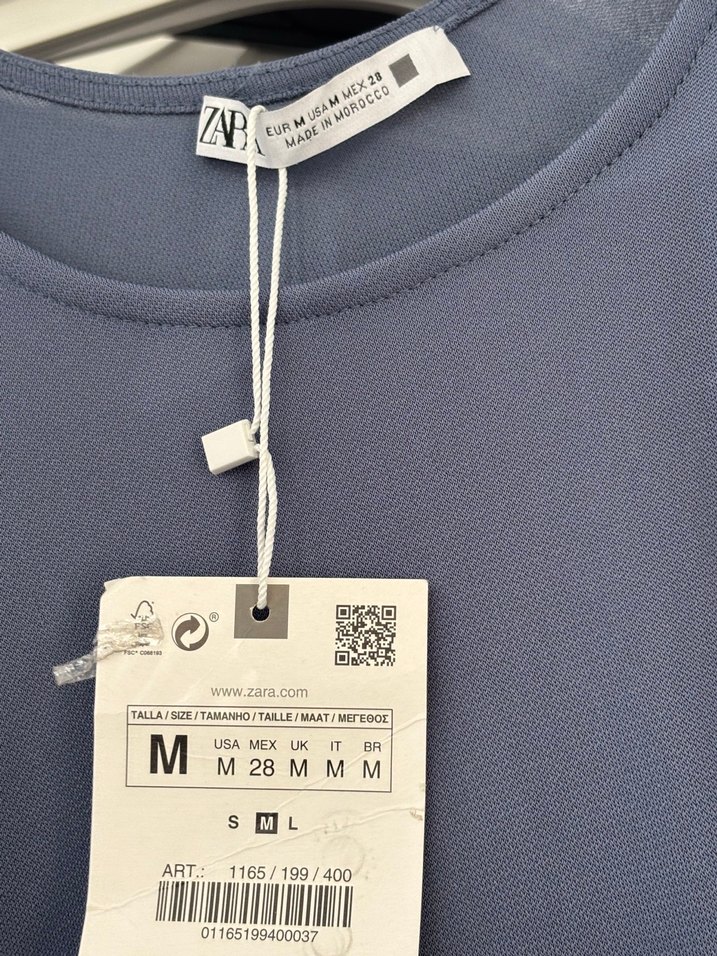 Zara Mavi Drapeli Cut-Out Elbise - Görsel 5