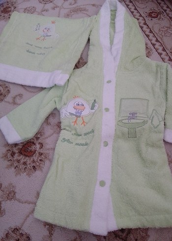 erkek Çocuk Kapüşonlu Bornoz, Baskılı, Pastel Yeşil - Görsel 3