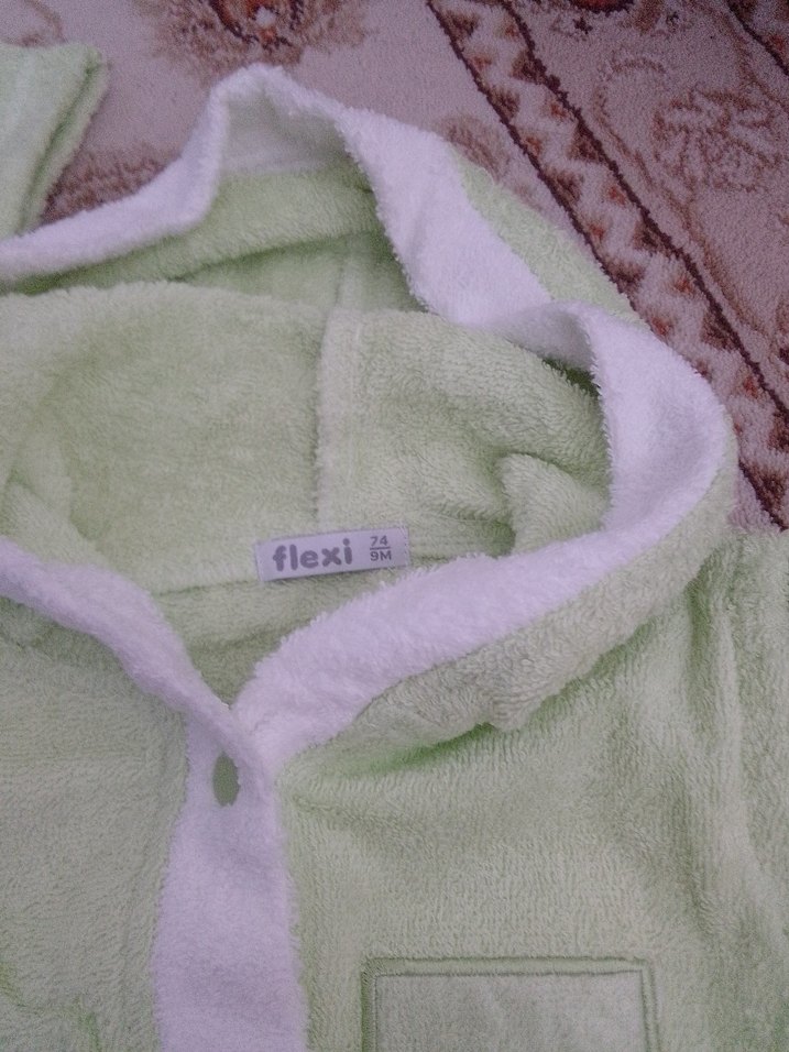 erkek Çocuk Kapüşonlu Bornoz, Baskılı, Pastel Yeşil - Görsel 4