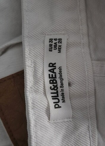 38 Beden Pull&Bear Püsküllü Beyaz Jean