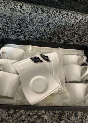 Beden Beyaz 6'lı Kahve Fincanı ve Tabağı Seti