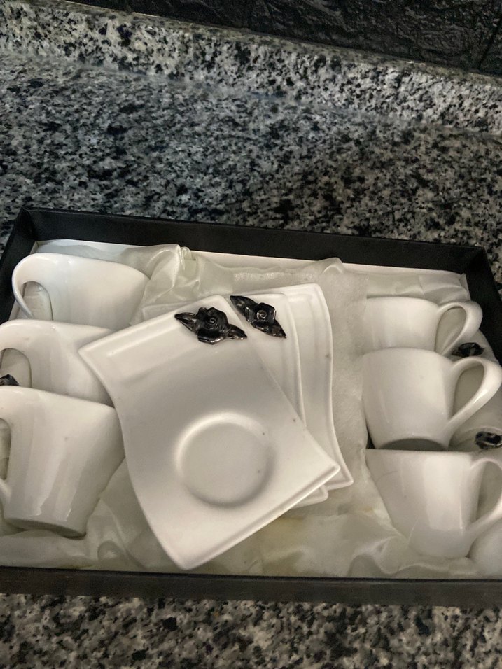 Beyaz 6'lı Kahve Fincanı ve Tabağı Seti - Görsel 2