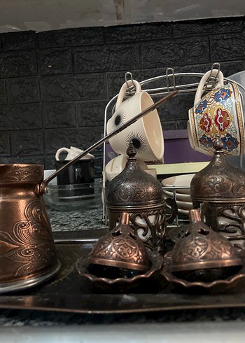 Kahve Seti Bakır İşlemeli - Görsel 2