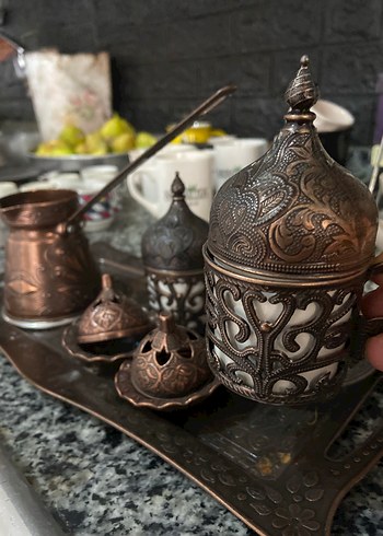 Kahve Seti Bakır İşlemeli - Görsel 4
