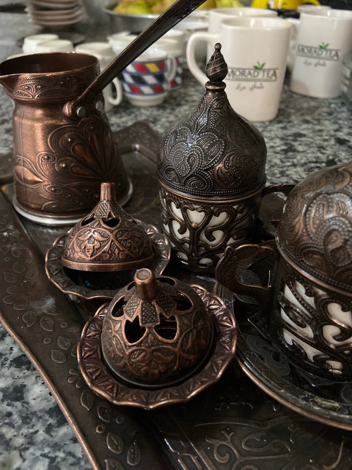 Kahve Seti Bakır İşlemeli - Görsel 3