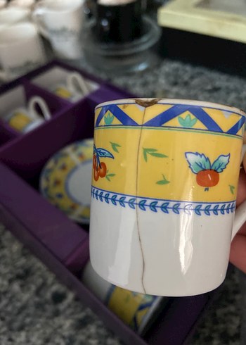 Altı Parça Sarı Desenli Kahve Fincanı Seti - Görsel 5