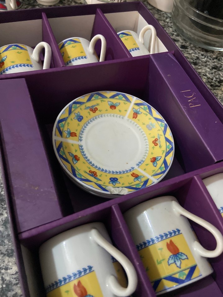 Altı Parça Sarı Desenli Kahve Fincanı Seti - Görsel 2